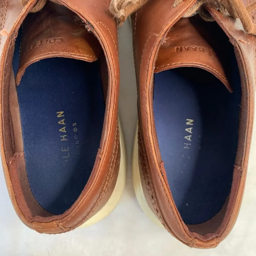 Cole Haan Mens Sz 10 Brown Leather Sneaker Brogue Oxford Dress Shoes Foam Sole